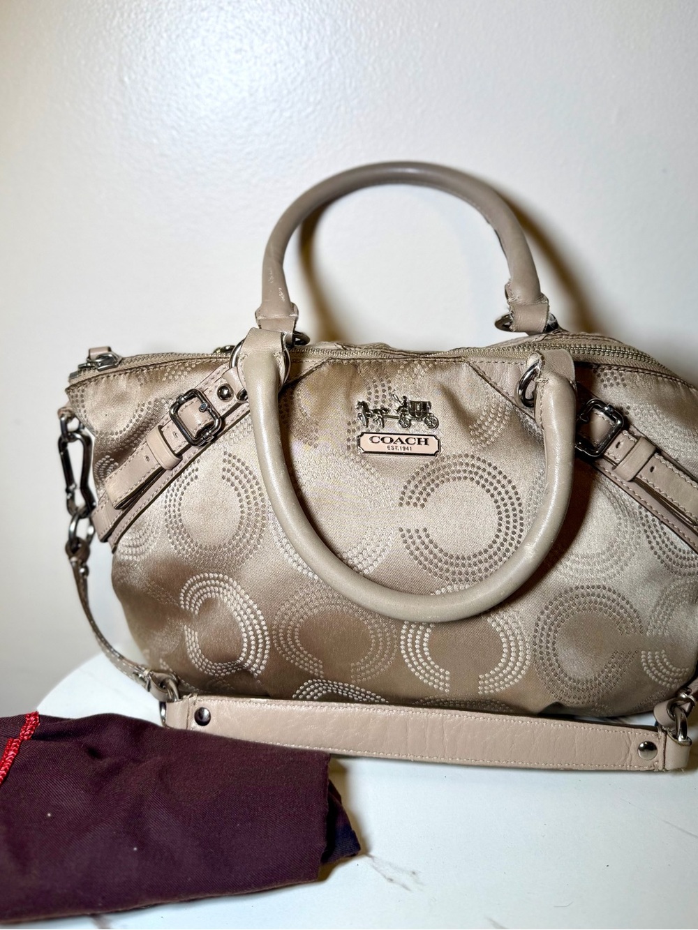 Coach Madison Dotted Op Art Sophia Satchel - Picture 2 of 11
